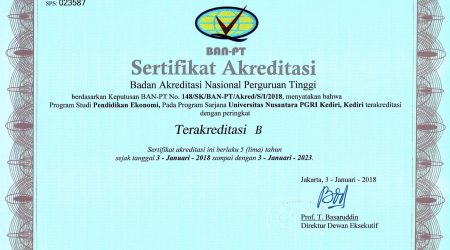 Sertifikat akreditasai s1 pendidikan ekonomi UNP Kediri